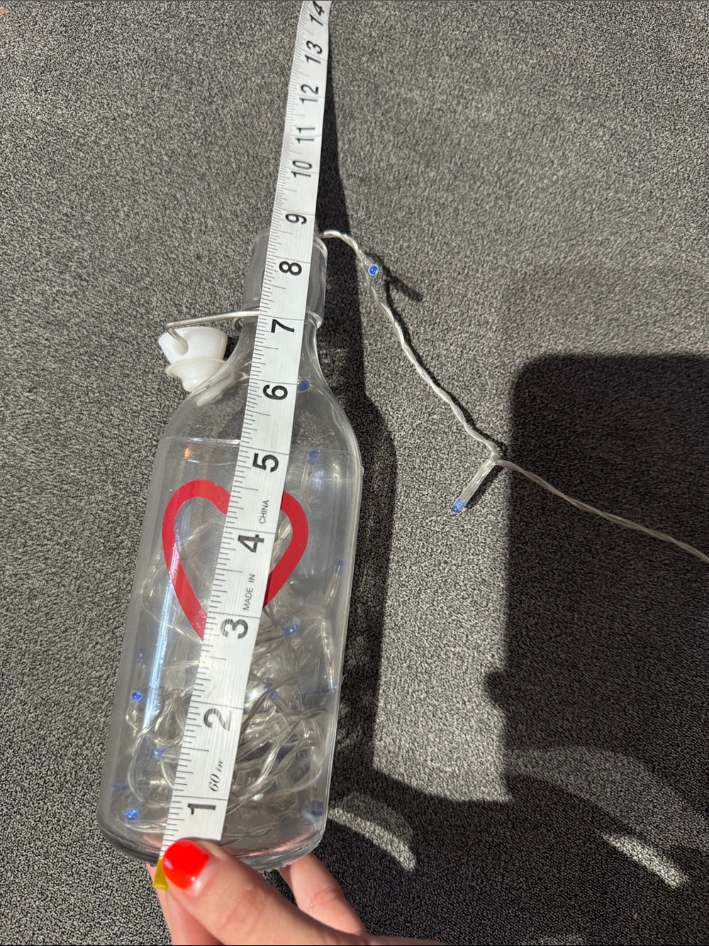 IKEA Clear Glass Bottle Lantern with Red Heart - Picture 3 of 10